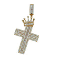 14K Gold Crown & Cross Pendant with CZ