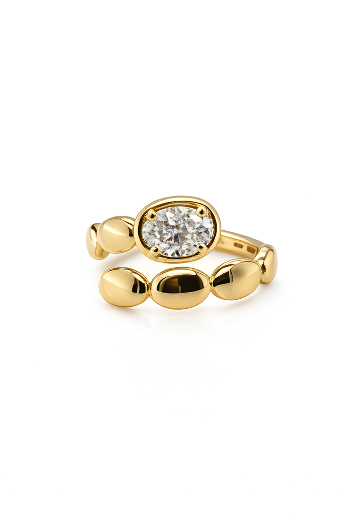 14K Yellow Gold 0.75 CT Lab-Grown Diamond Oval Ring
