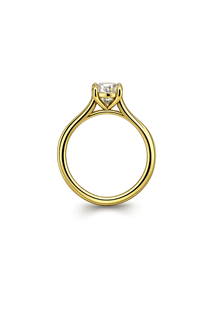 14K Solid Yellow Gold - 1.00 CT Round Lab Diamond Solitaire Ring