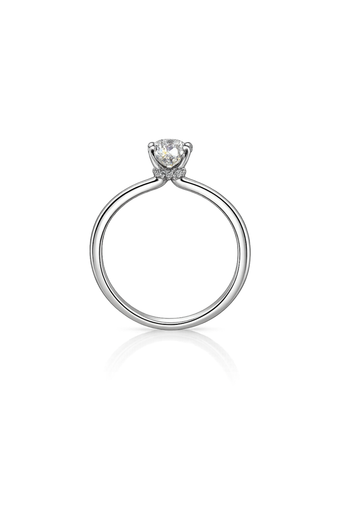 14K Solid White Gold  Descripción - 0.95 CT Pear Lab Diamond Solitaire Ring