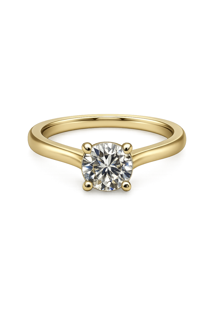 14K Solid Yellow Gold - 1.00 CT Round Lab Diamond Solitaire Ring