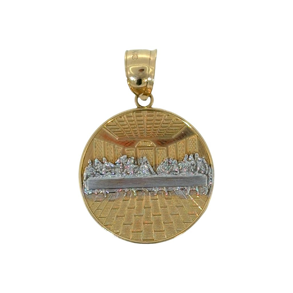 14K White & Yellow Gold Last Supper Round Charm