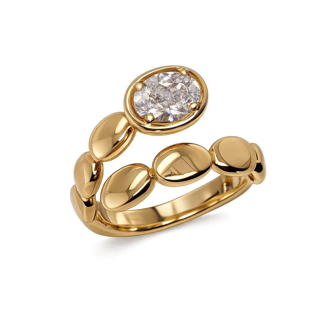 14K Yellow Gold 0.75 CT Lab-Grown Diamond Oval Ring