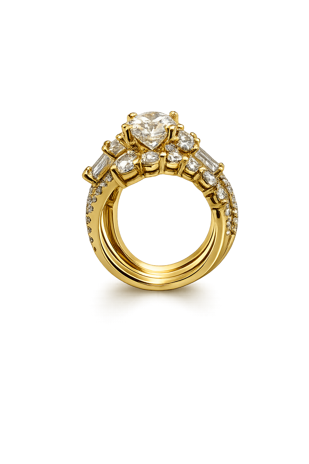 18K Solid Yellow Gold | Size 6.5 - 4.50 CTW Lab Diamond Bridal Ring Set