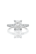 14K Solid White Gold - 3.80 CTW Radiant Lab Diamond Engagement Ring
