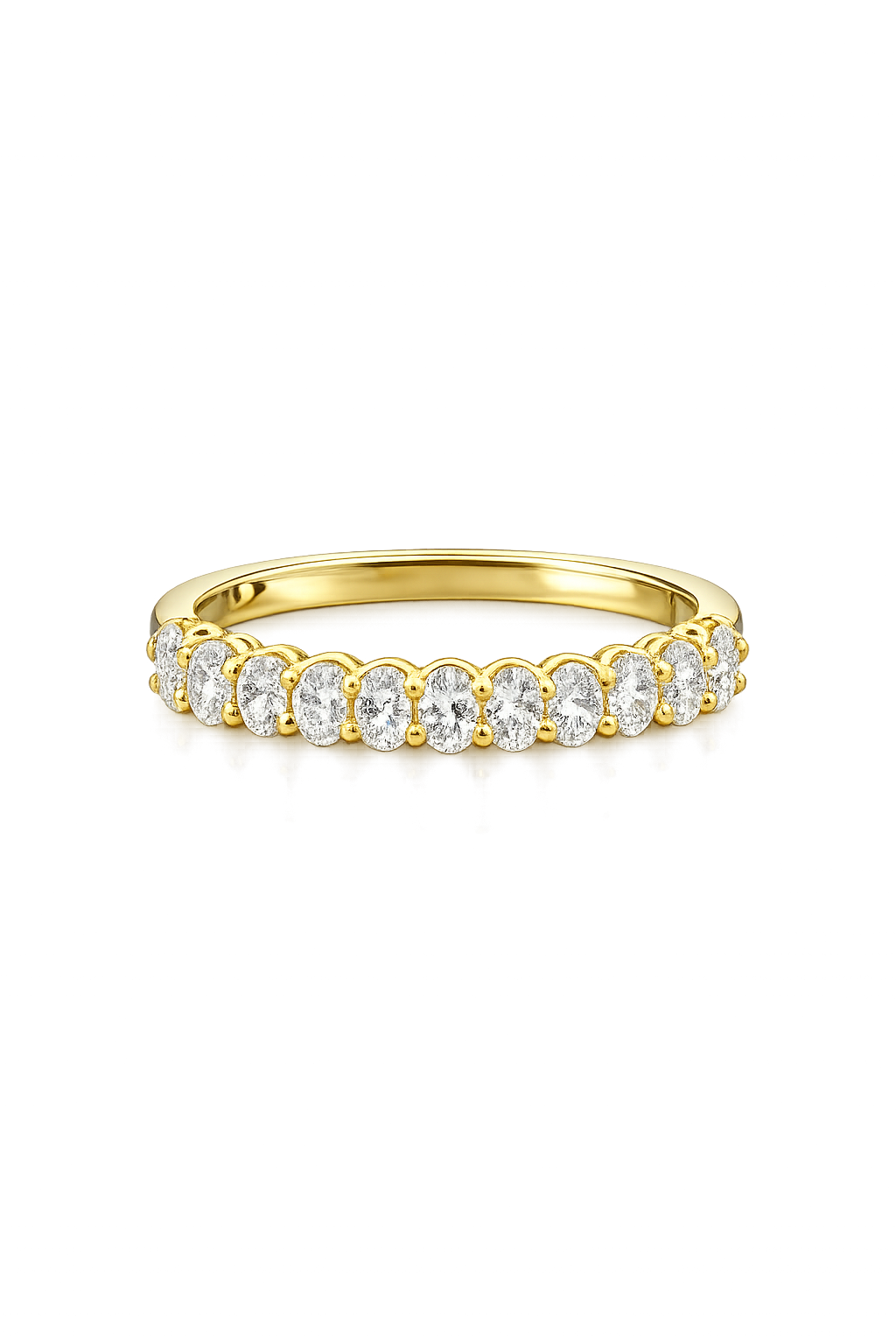 14K Solid Yellow Gold - 0.90 CTW Lab Diamond Band Ring