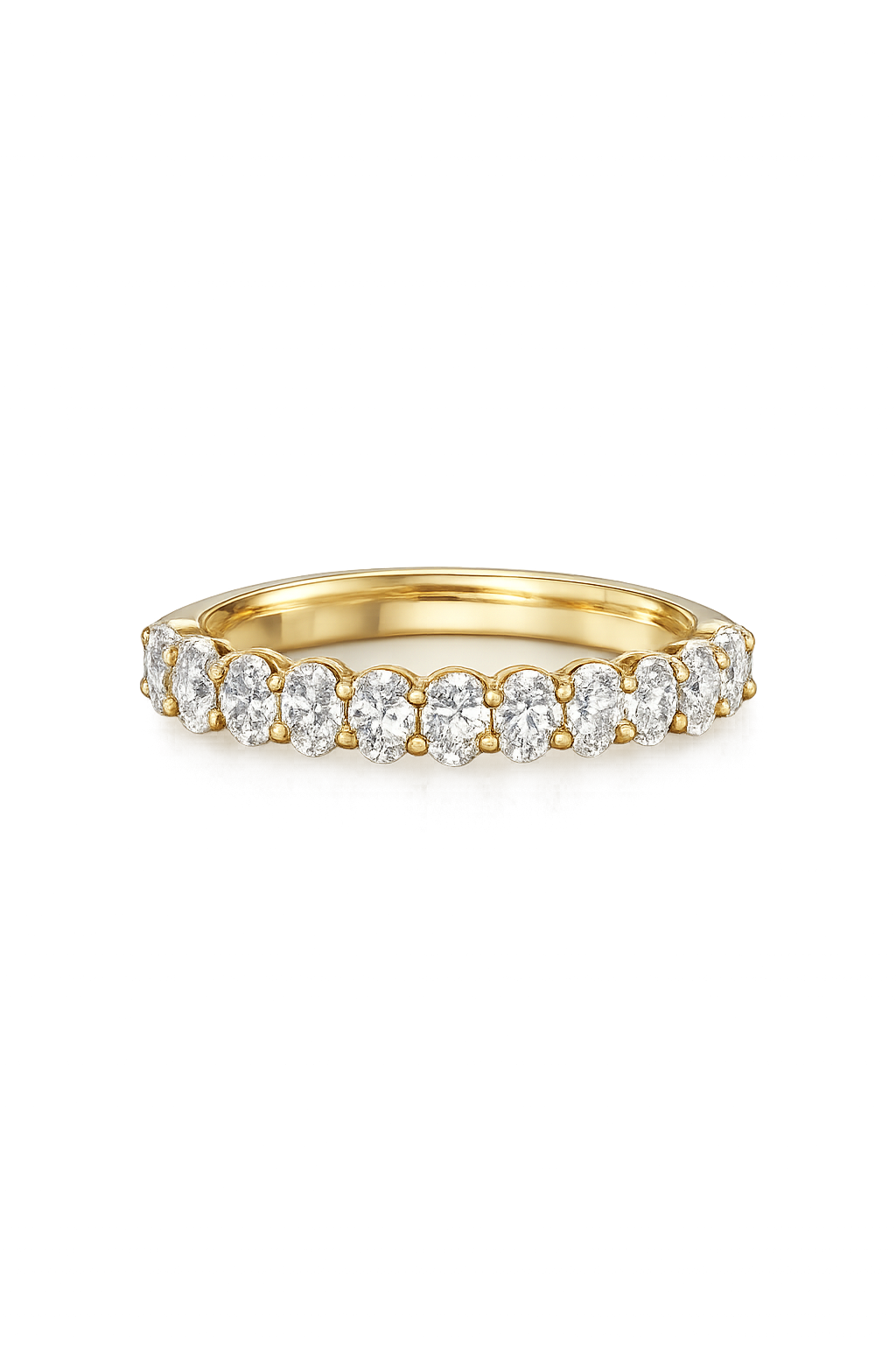 14K Solid Yellow Gold - 0.90 CTW Lab Diamond Band Ring