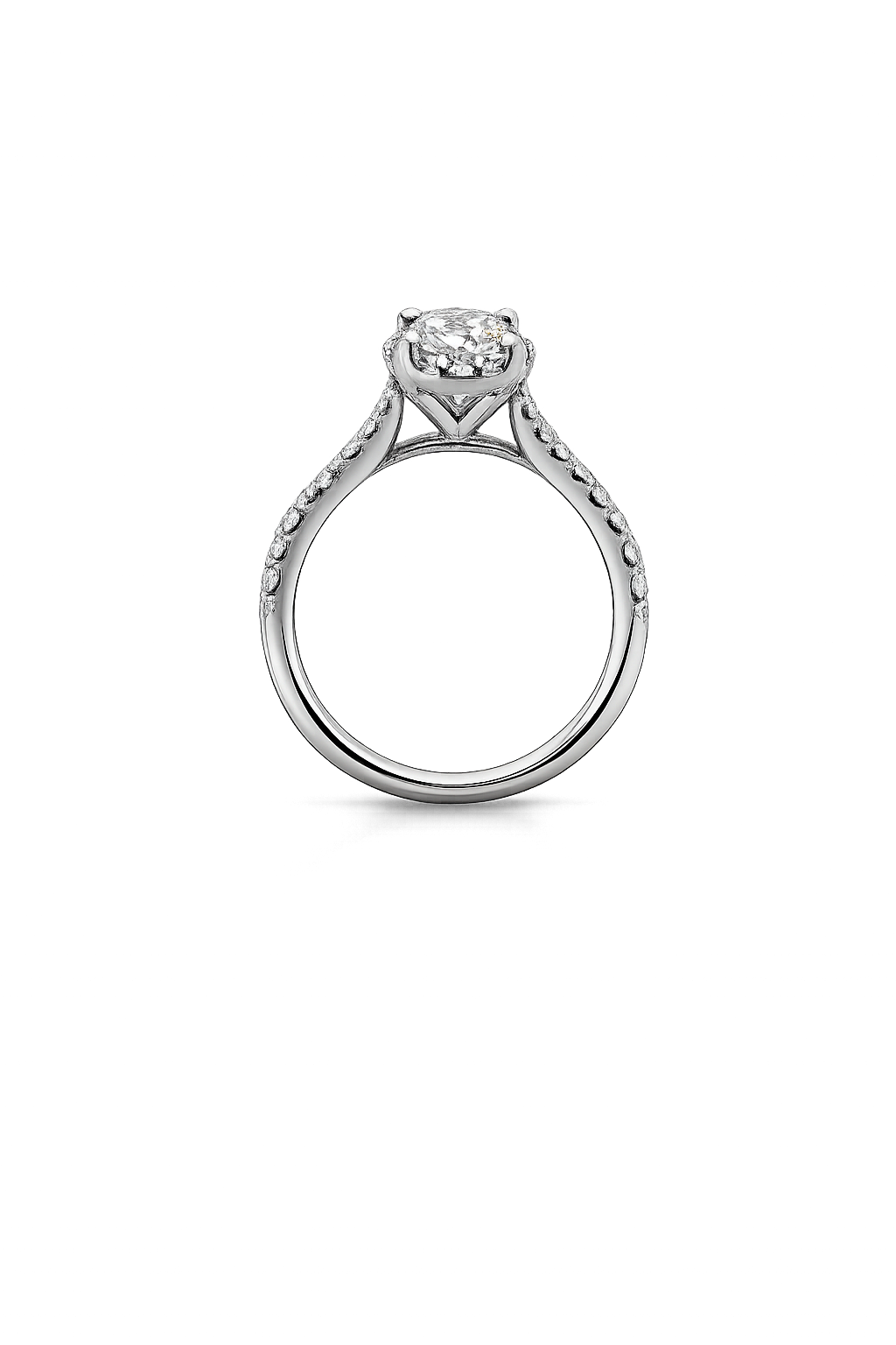 14K White Gold Oval Lab-Grown Diamond Halo Ring – 1.05 CT Center