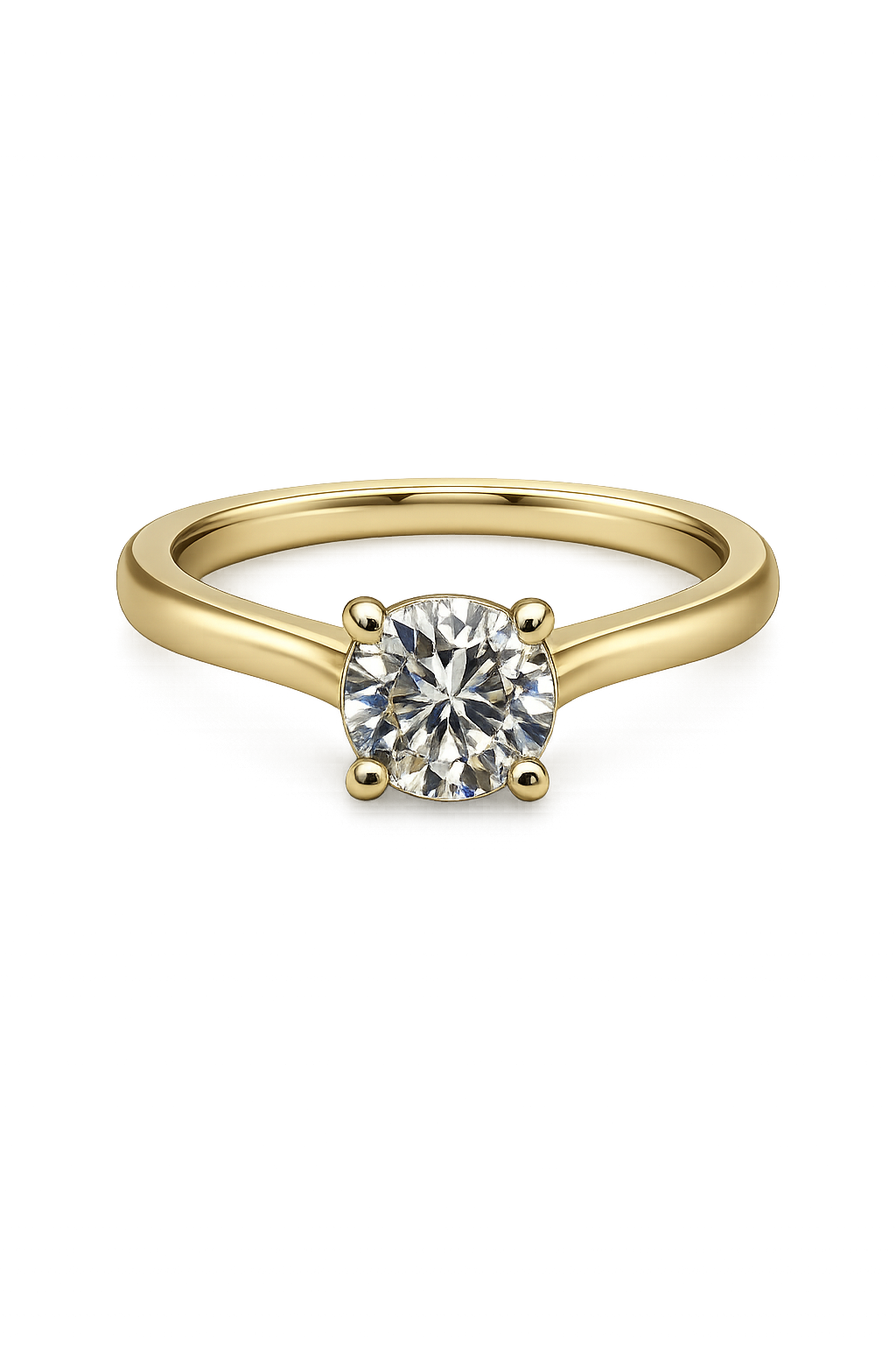 14K Solid Yellow Gold - 1.00 CT Round Lab Diamond Solitaire Ring