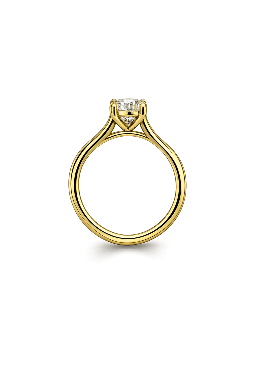14K Solid Yellow Gold - 1.00 CT Round Lab Diamond Solitaire Ring