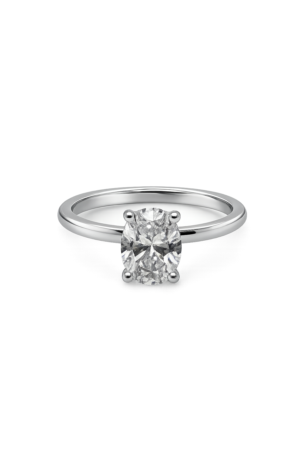 14K Solid White Gold - 1.59 CTW Oval Lab Diamond Solitaire Ring