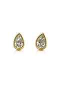 14K Solid Yellow Gold - 1.00 CTW Pear Lab Diamond Stud Earrings
