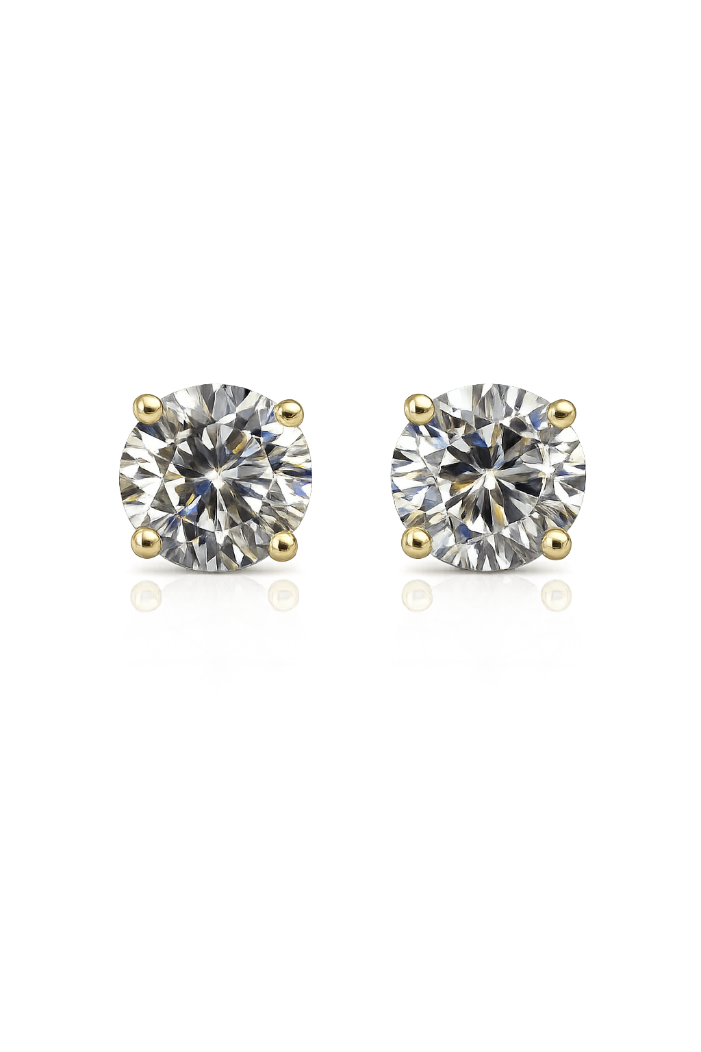 14K Yellow Gold 2.50 CTW Lab Diamond Solitaire Stud Earrings