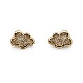 14K Yellow Gold - 0.13 CTW Natural Diamond Flower Stud Earrings