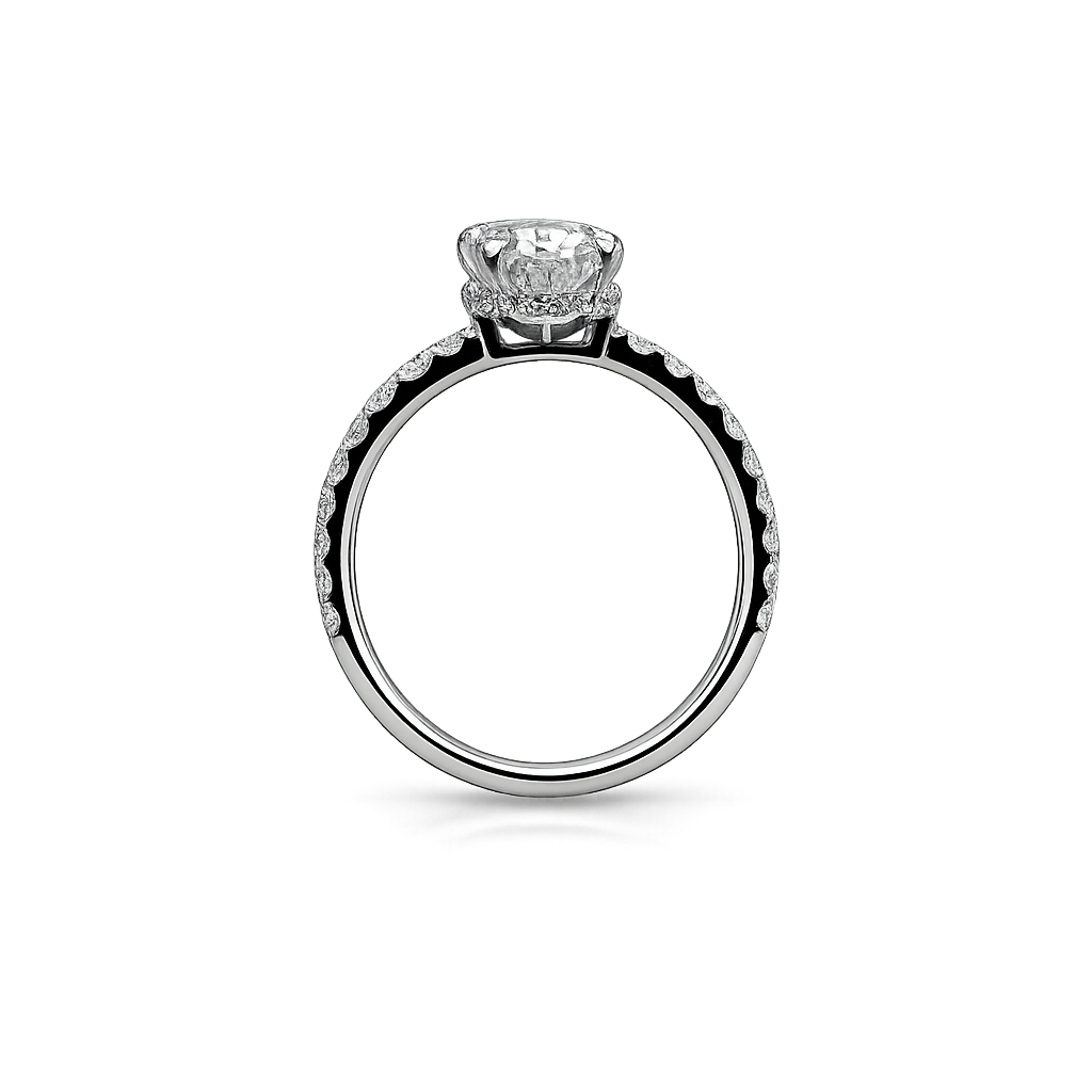 14K Solid White Gold - 2.00 CT Oval Lab Diamond Engagement Ring