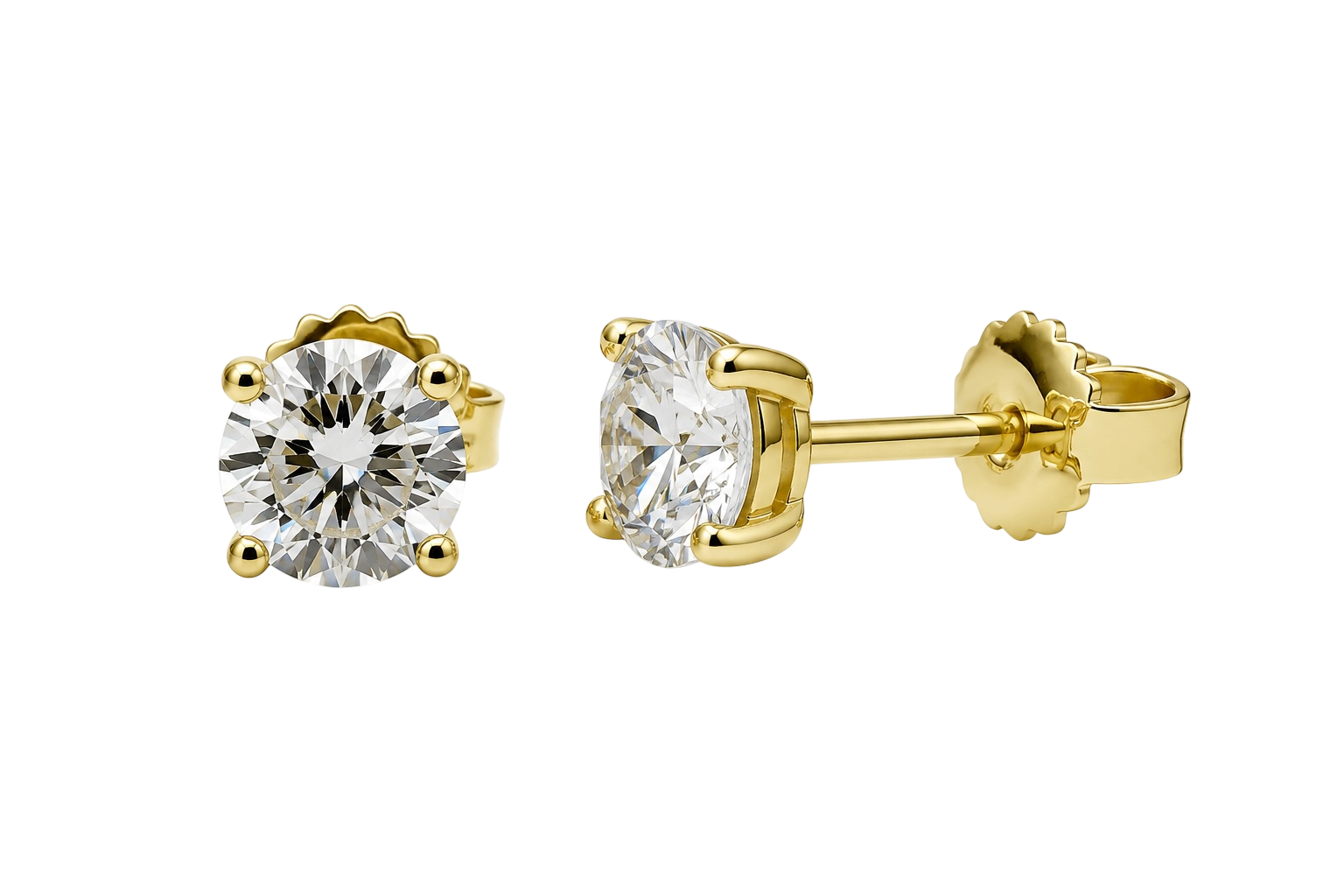 14K Yellow Gold 2.50 CTW Lab Diamond Solitaire Stud Earrings
