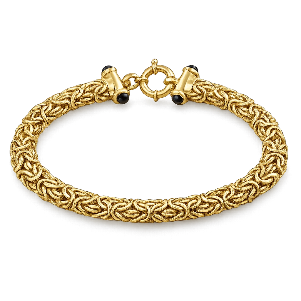 10K Yellow Gold | 7.5"- Semi-Solid Byzantine Bracelet 7MM