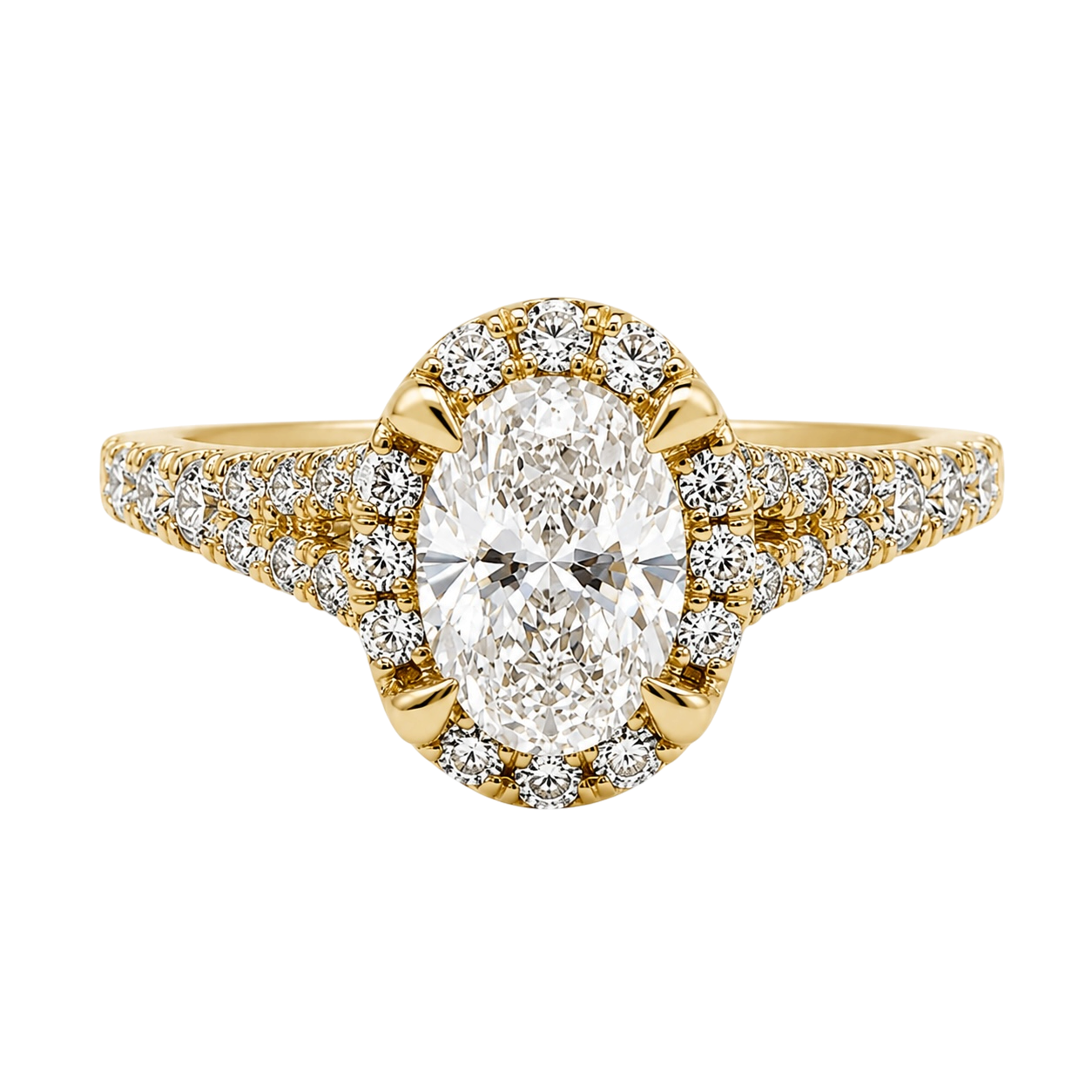 14K Yellow Gold 1.06 CT Oval Lab-Grown Diamond Halo Ring