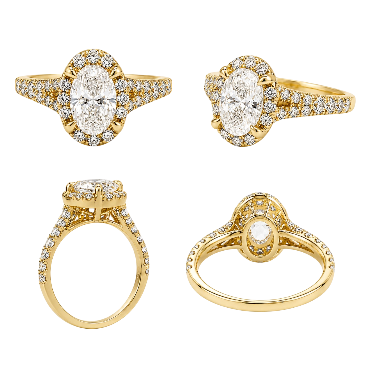 14K Yellow Gold 1.06 CT Oval Lab-Grown Diamond Halo Ring