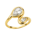 14K Solid Yellow Gold - 1.15 CT Pear Lab Diamond Open Ring
