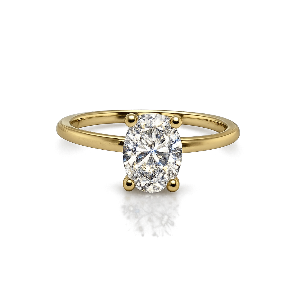 14K Solid Yellow Gold | Size 7 - 1.59 CTW Oval Lab Diamond Engagement Ring