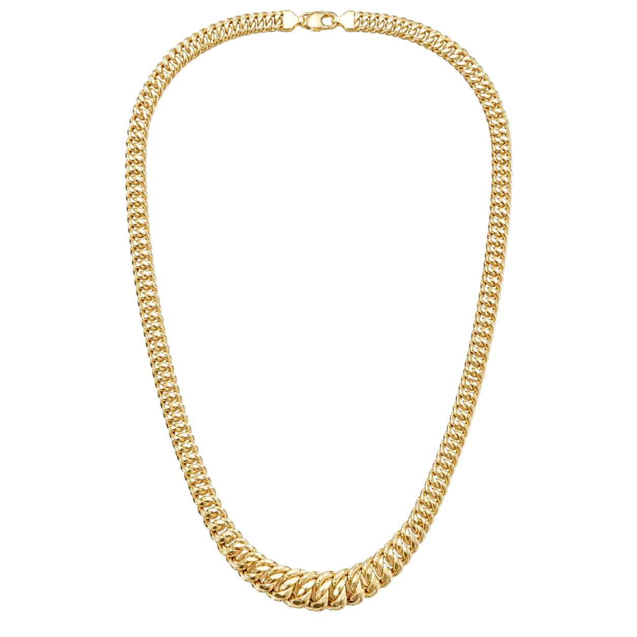 Semi-Solid 10K Yellow Gold - Princess Necklace 18in 14.32mm