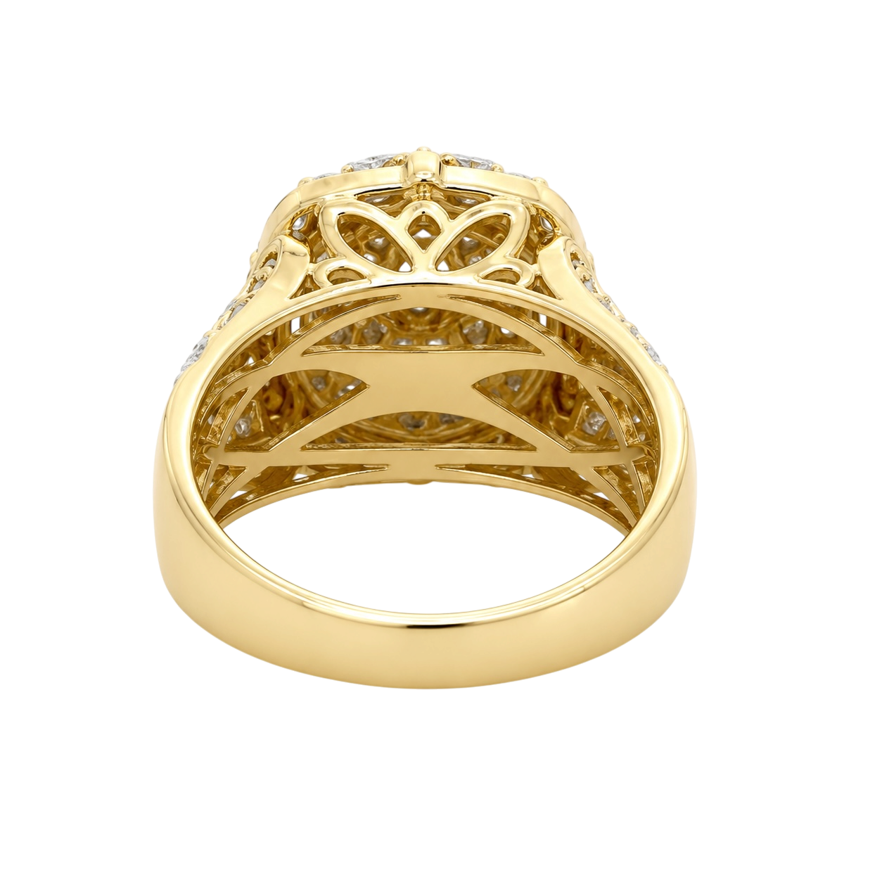 14K Solid Yellow Gold | Size 7 - 1.50 CTW Natural Diamond Square Cluster Ring