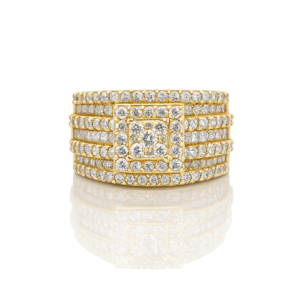 14K Solid Yellow Gold | Size 7 - 1.98 CTW Princess Square Natural Diamond Ring