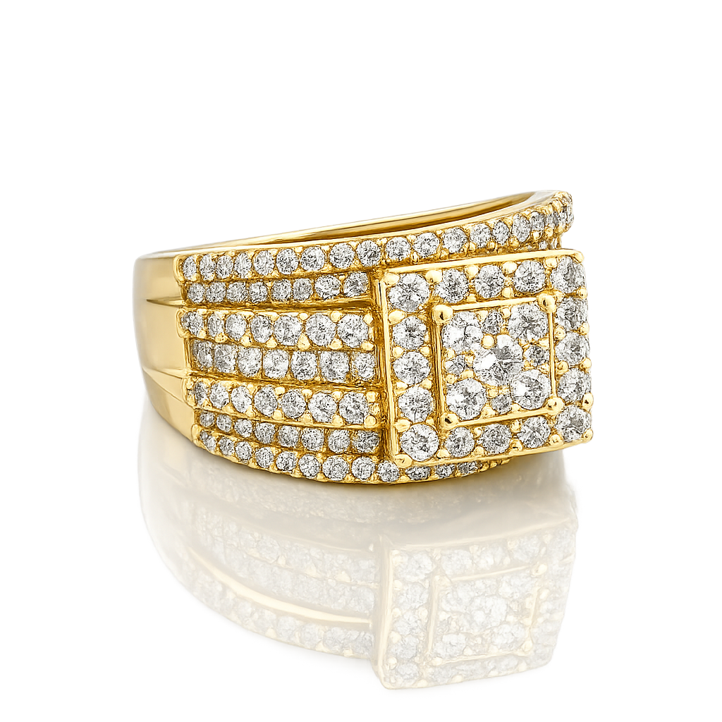 14K Solid Yellow Gold | Size 7 - 1.98 CTW Princess Square Natural Diamond Ring