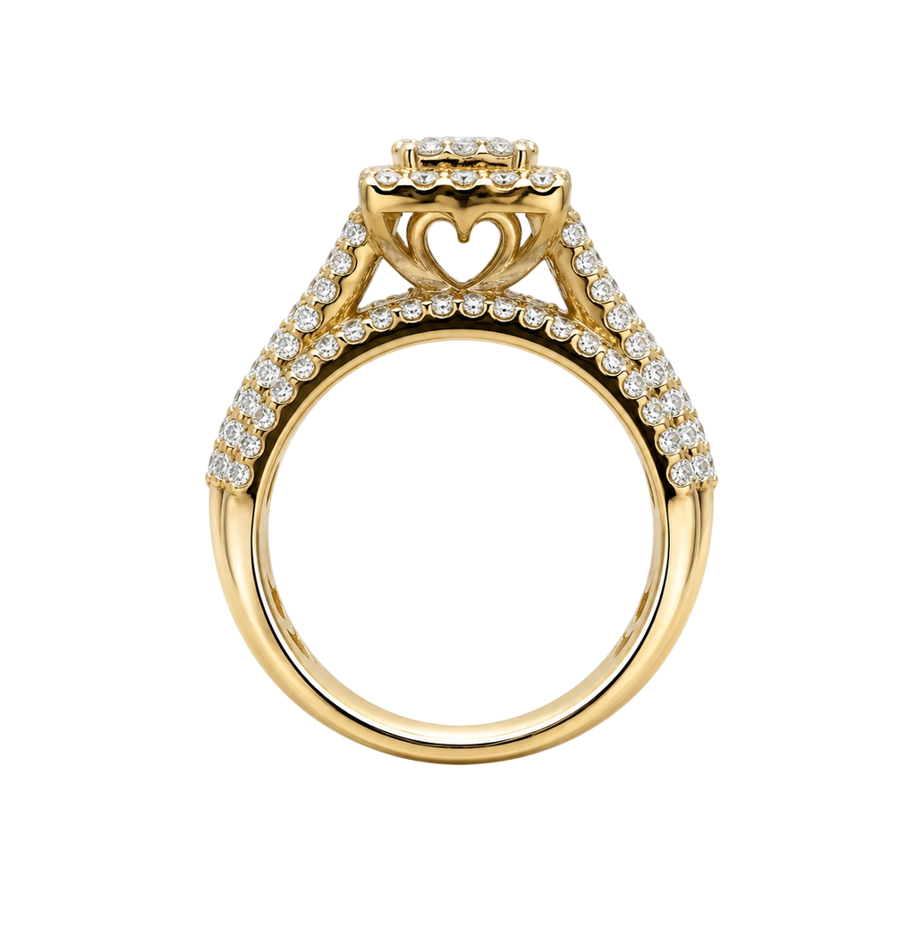 14K Solid Yellow Gold | Size 7 - 1.98 CTW Princess Square Natural Diamond Ring