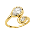 14K Solid Yellow Gold - 1.15 CT Pear Lab Diamond Open Ring
