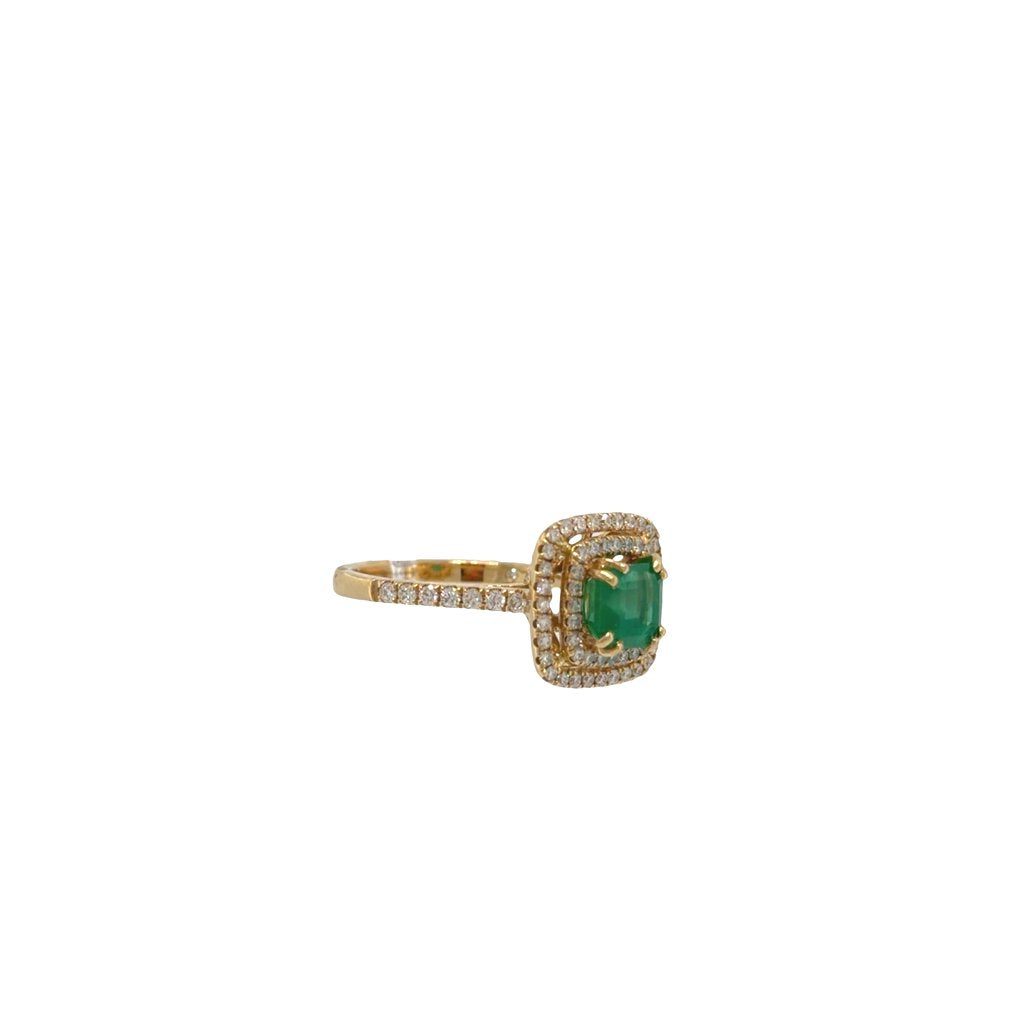 DIAMOND RING WOMEN 14K 1.3 CT EMERALD
